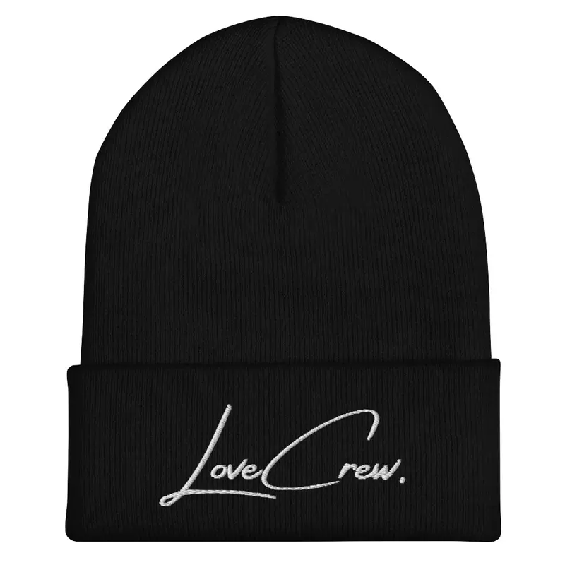 Love Crew Text Beanie White